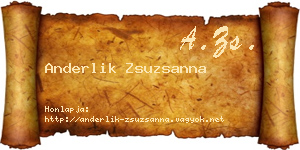 Anderlik Zsuzsanna névjegykártya